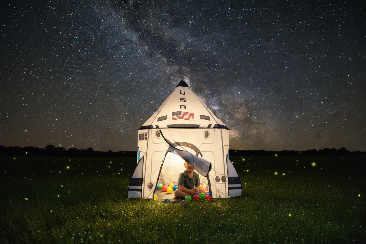 Rocket Ship Play Tent Night Sky Hero Banner